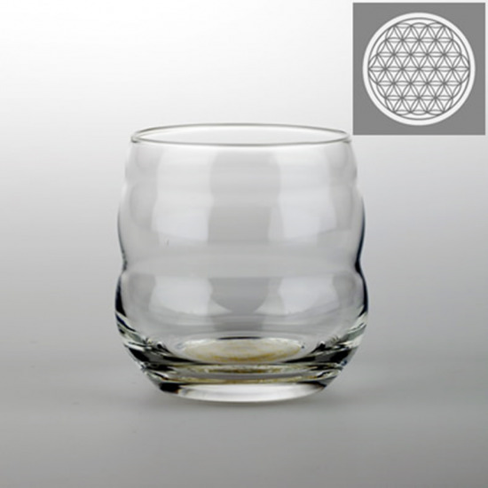Vitalwasser-Trinkglas Mythos mit Blume des Lebens Platin