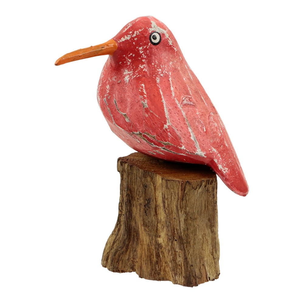 Vogel auf Holzstab - Rot