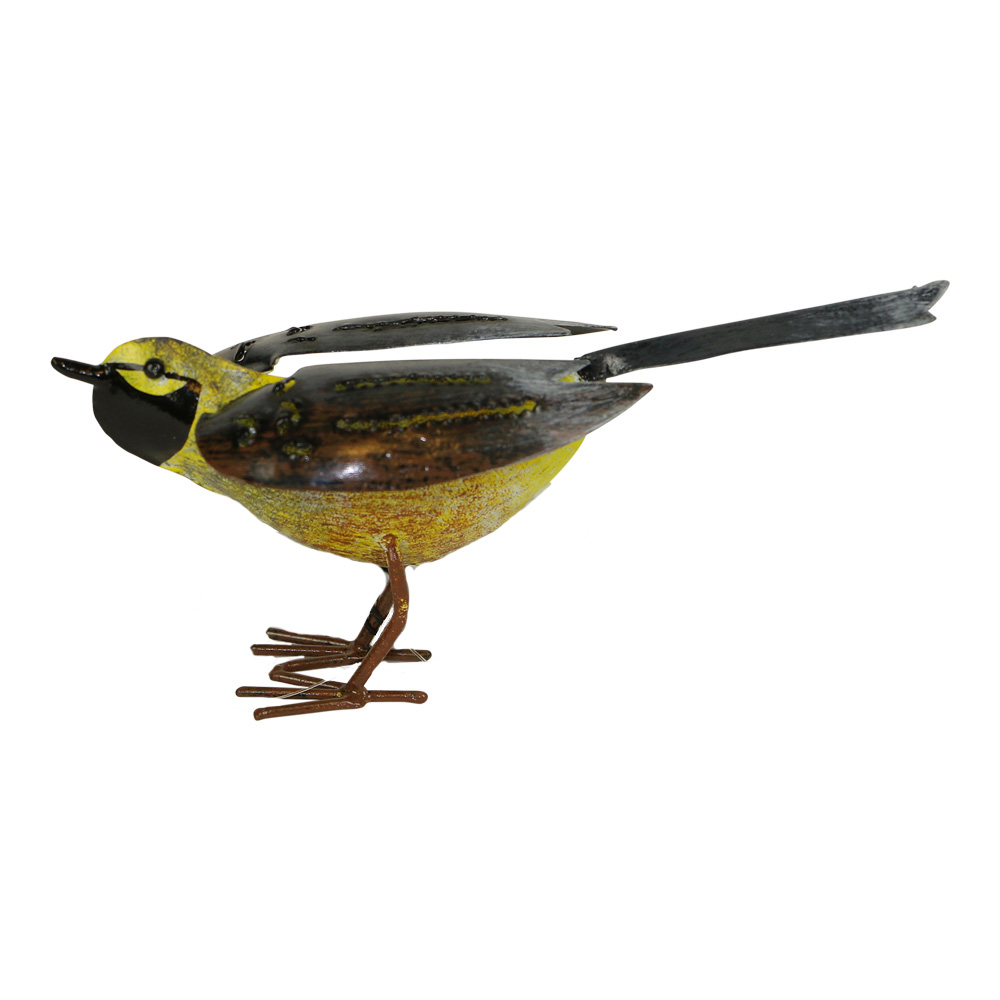 Vogel aus Metall Gelb-Braun (15 x 7 x 6 cm)