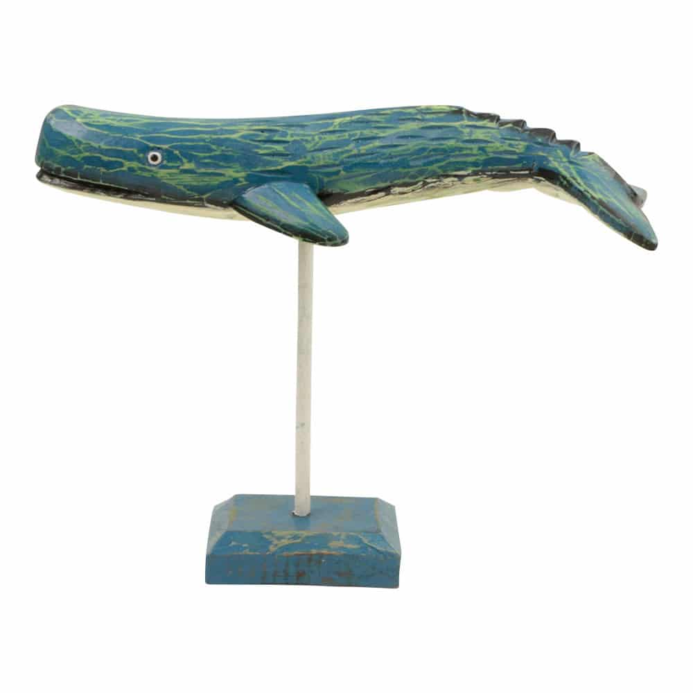 Wal aus Holz auf St-nder Schwanz nach unten (25 x 20 x 8 cm)