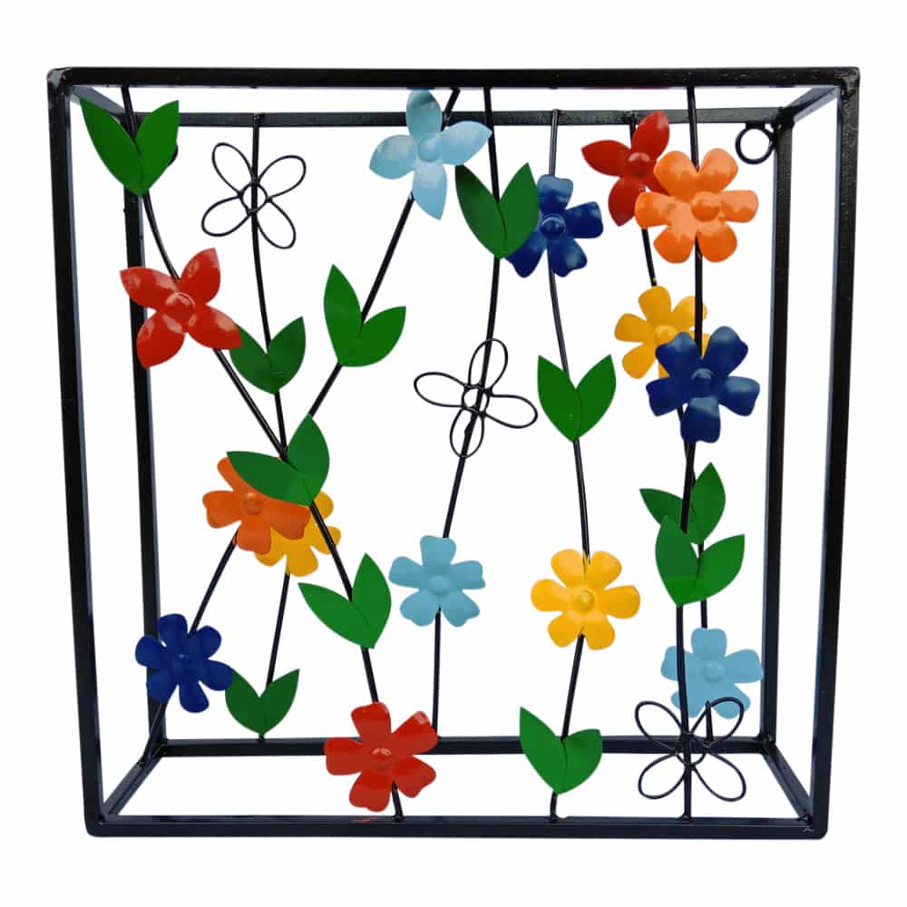 Wanddekoration aus Metall Blumen Mehrfarbig (30 x 9 x 30 cm)