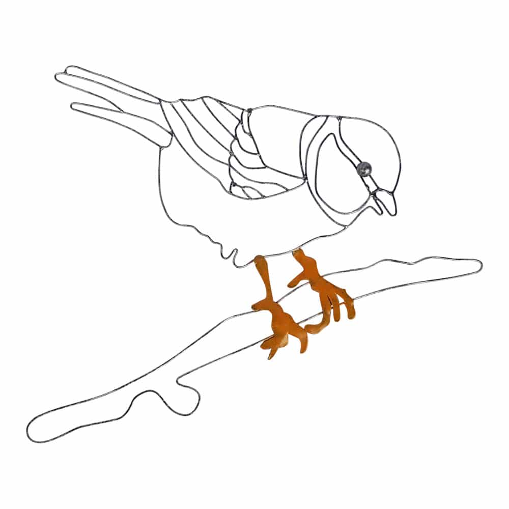 Wanddekoration aus Metall Vogel auf Ast (30 x 0-5 x 23 cm)