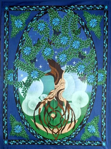 Wandteppich aus Baumwolle mit Lebensbaum (145 x 208 cm)