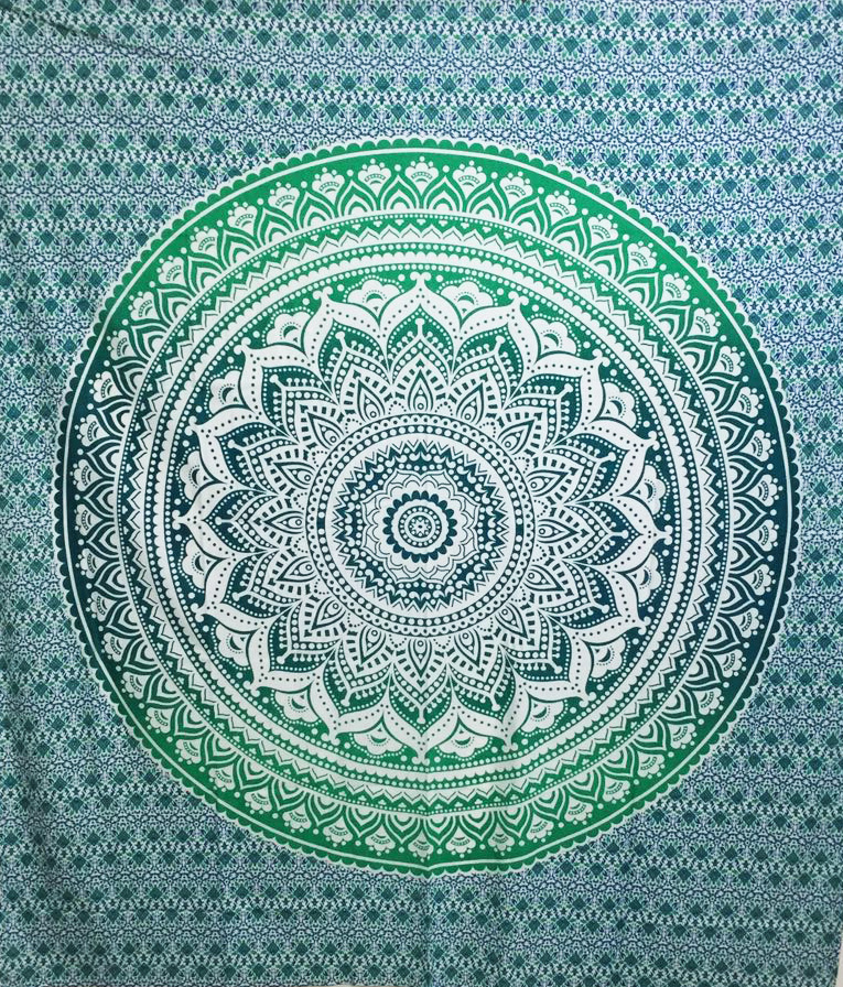 Wandtuch aus Baumwolle - Mandala - Gr-n (228 x 228 cm)