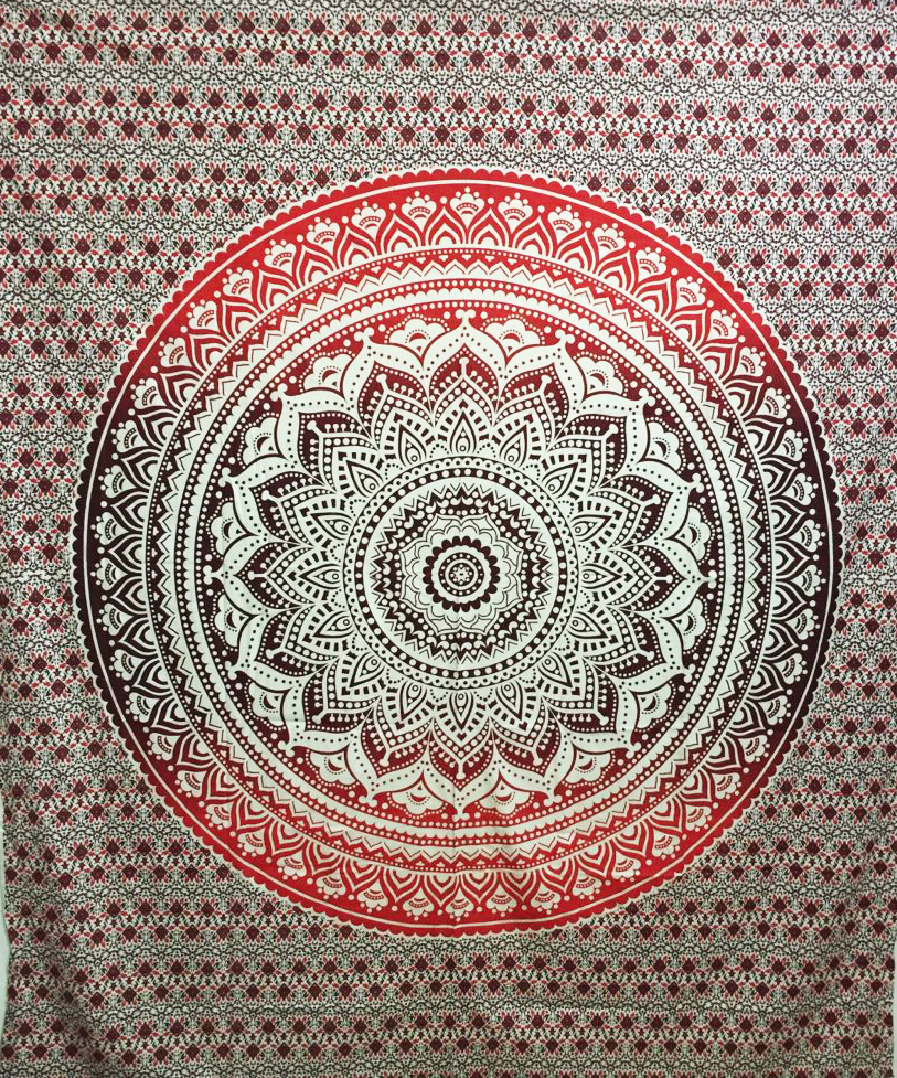 Wandtuch aus Baumwolle - Mandala Rotbraun (228 x 228 cm)