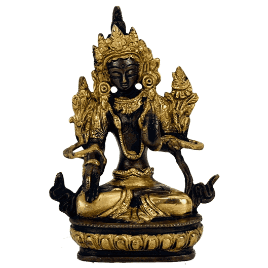 Wei-e Tara Statue Messing-goldfarben - 13 cm