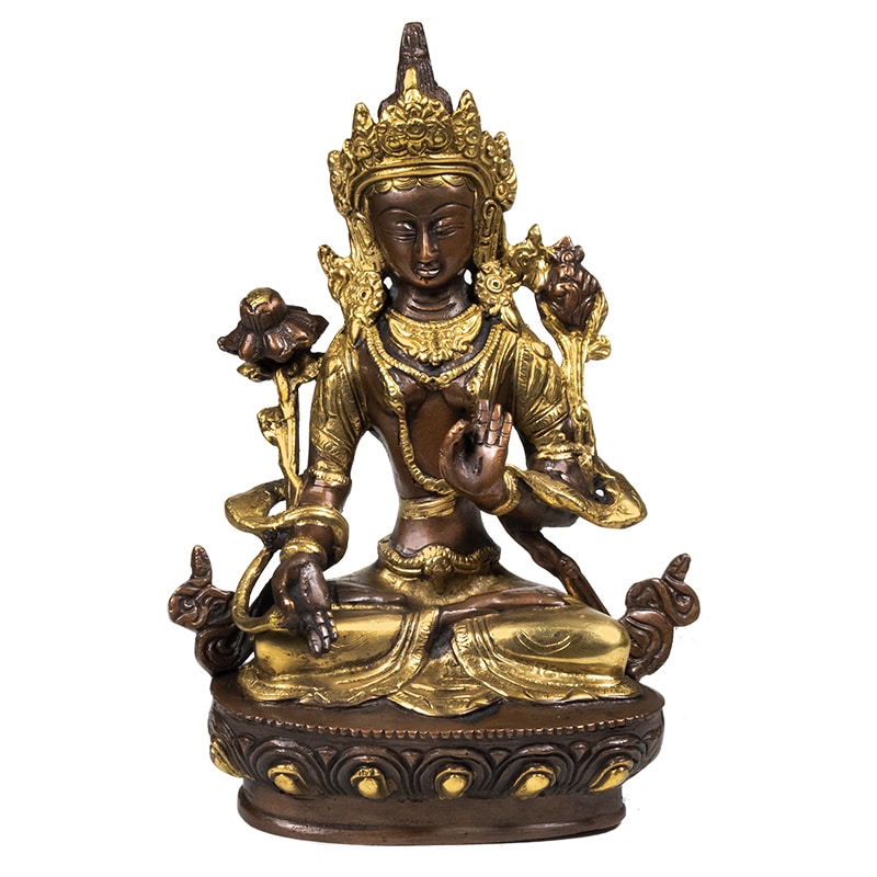 Wei-e Tara Statue Messing-goldfarben - 20 cm