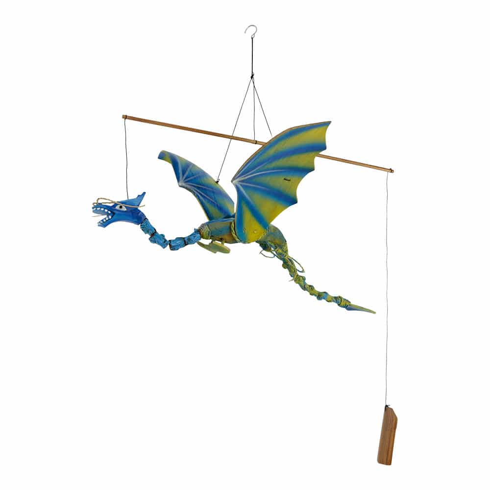 Windspiel Bambus Blauer Drache (75 x 55 x 45 cm)