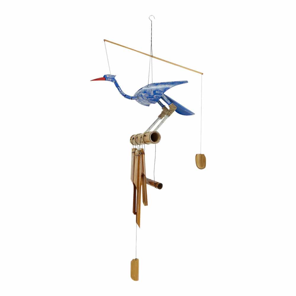 Windspiel Bambus Vogel Blau (105 x 40 x 19 cm)