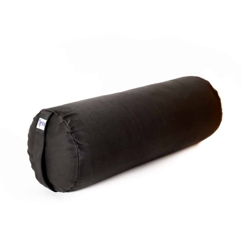 Yoga-Bolster Schwarz Rund Baumwolle - einfarbig - 59 x 21-5 cm