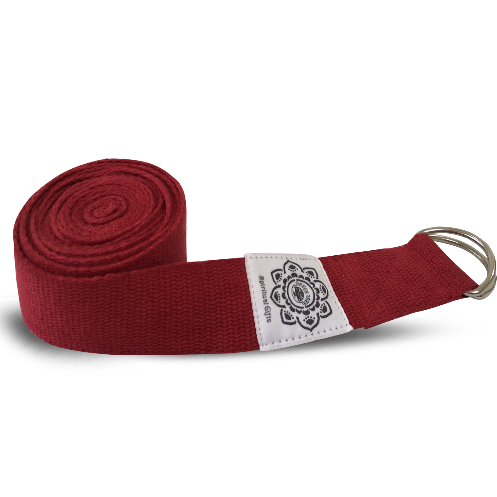 Yoga-G-rtel mit D-Ring aus Baumwolle (270 cm- rot-gr-n)