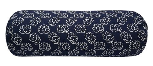 Yoga Nackenrolle Blau Rund Baumwolle - Lotus - 60 x 20 cm