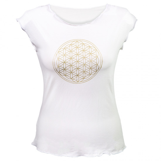 Yoga T-Shirt mit Blume des Lebens - Wei- L