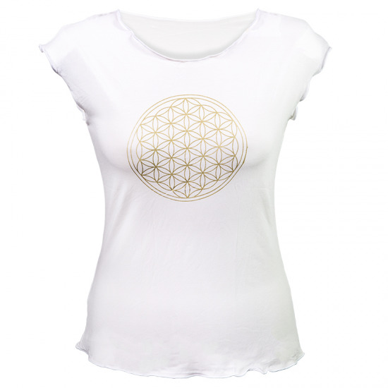 Yoga T-Shirt mit Blume des Lebens - Wei- M