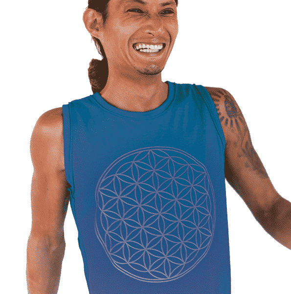 Yoga Tanktop Blume des Lebens Mann Blau unter Yoga - Yoga-Kleidung - Yoga Herrenbekleidung