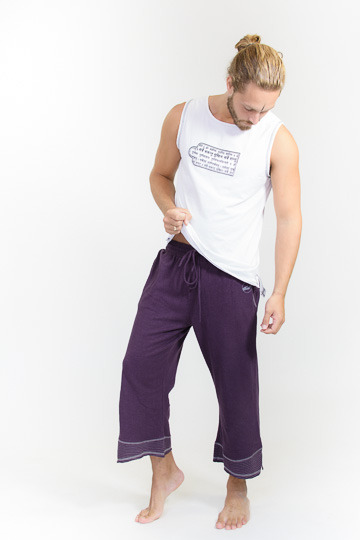 Yogahose Herren Biobaumwolle und Hanf lila S-M