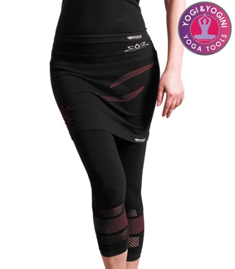 Yogahose Lotus Capri mit Rock nahtlos schwarz M-L